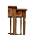 Burl and mother of pearl inlaid nest of two tables with carved legs
