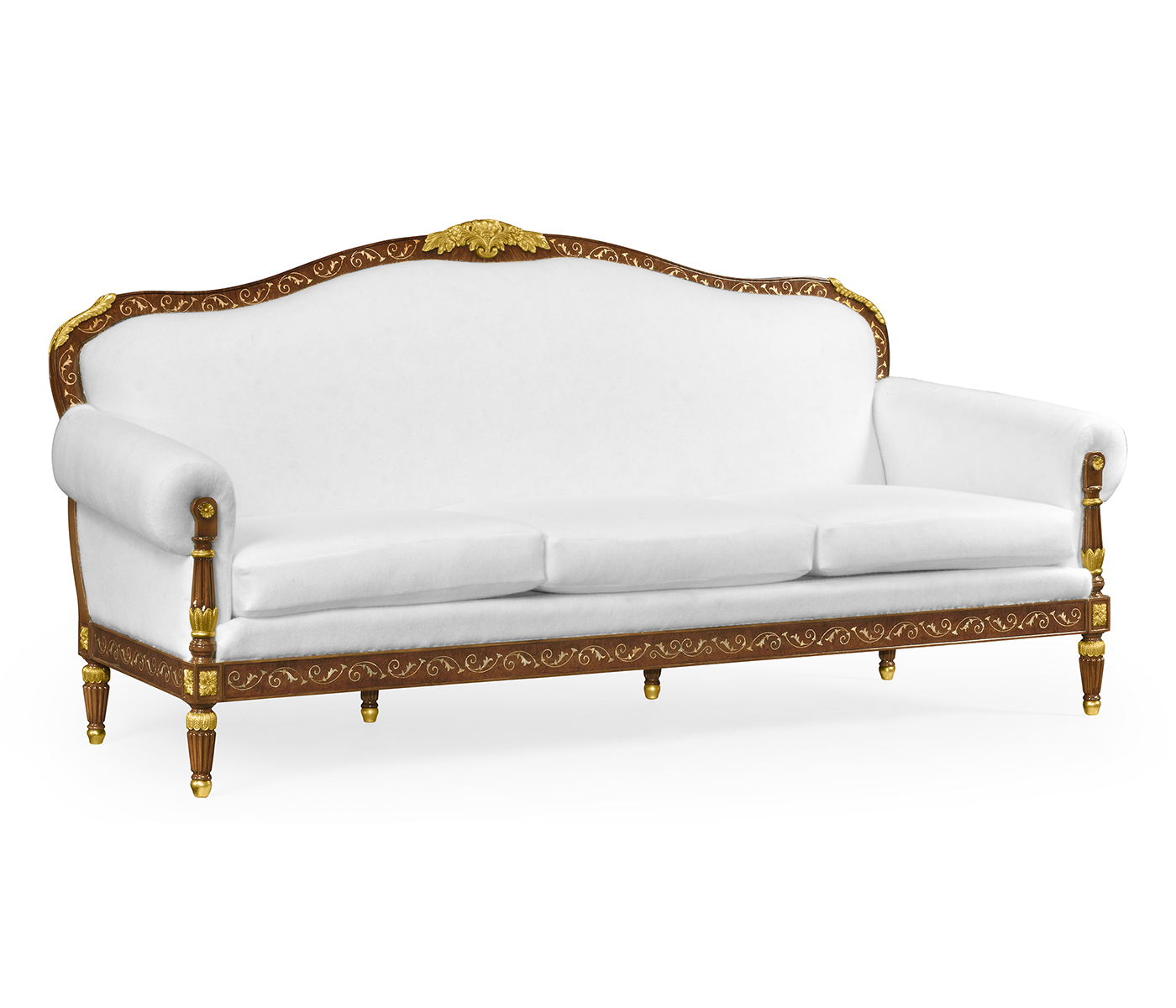Burl & Mother of Pearl Inlaid Three-Seater Sofa