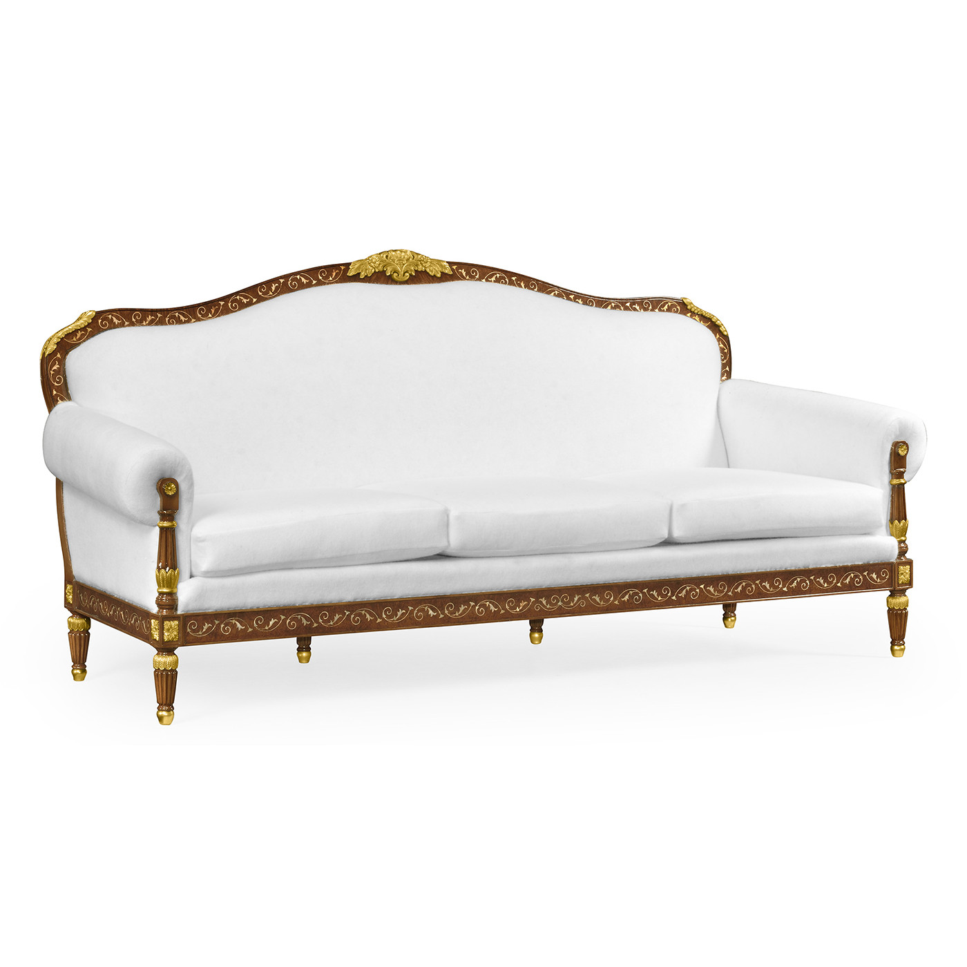 Burl & Mother of Pearl Inlaid Three-Seater Sofa