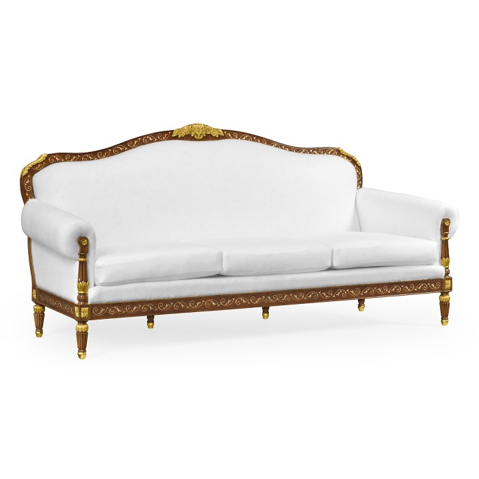 Burl & Mother of Pearl Inlaid Three-Seater Sofa