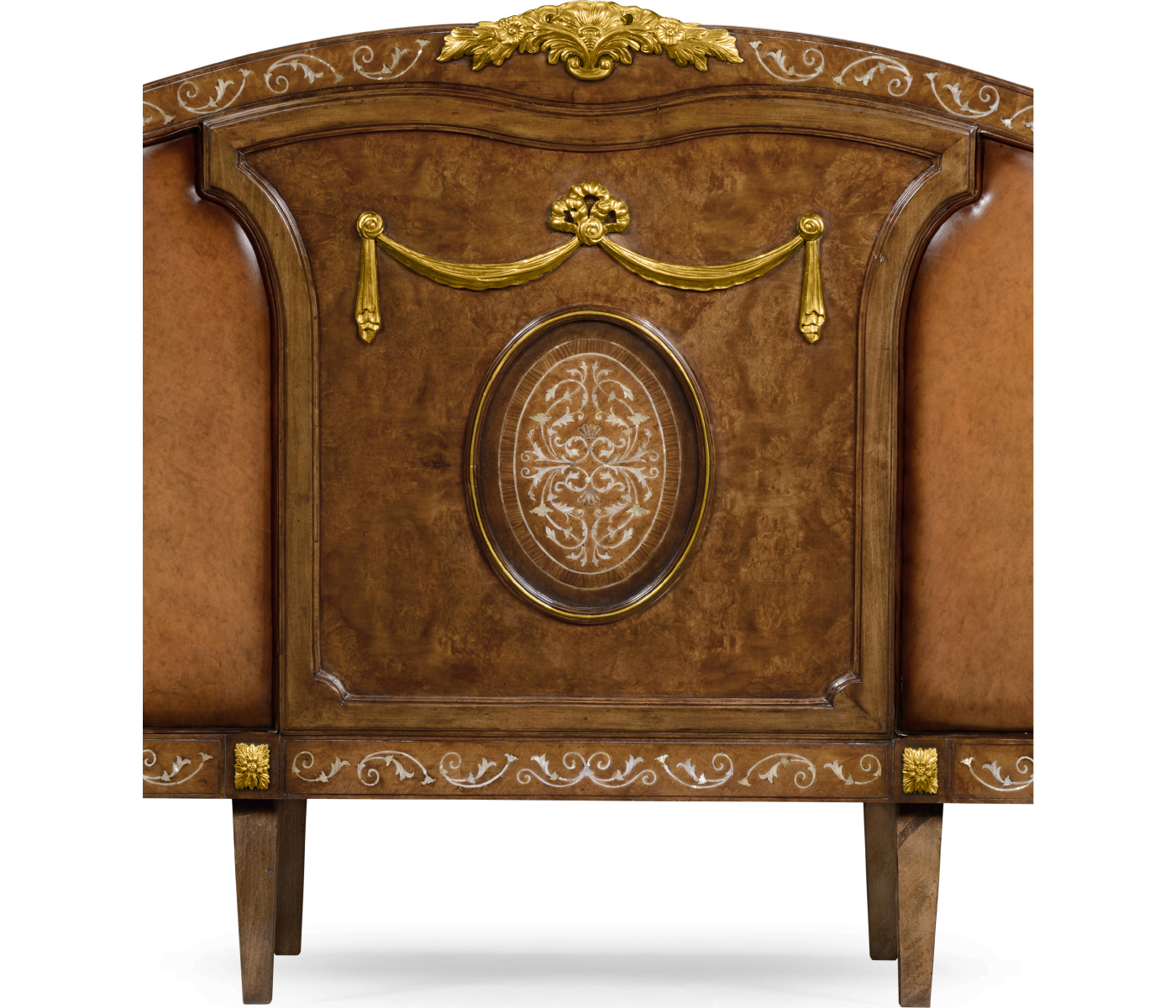 Burl & Mother of Pearl Inlaid Three-Seater Sofa