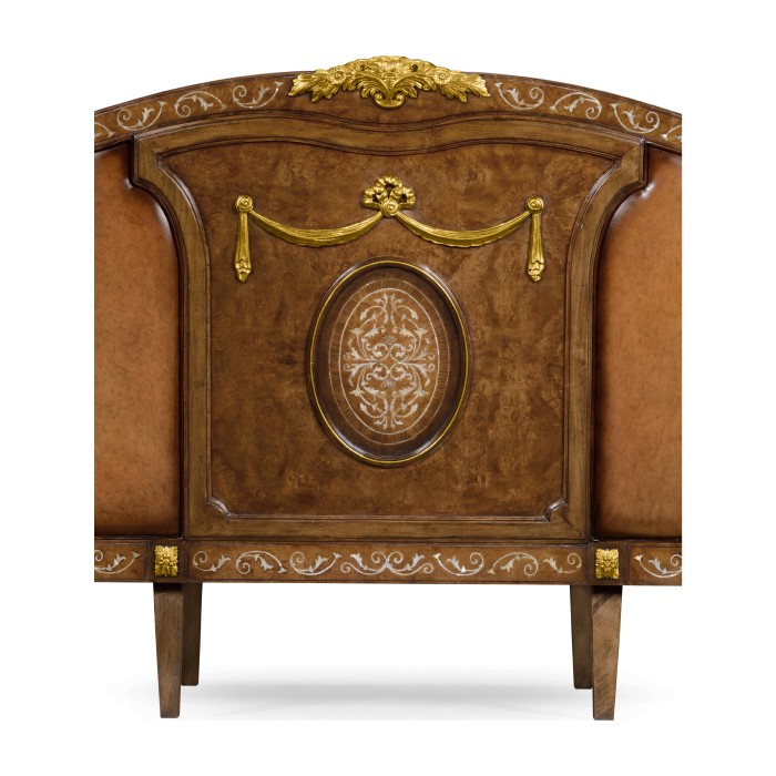 Burl & Mother of Pearl Inlaid Three-Seater Sofa