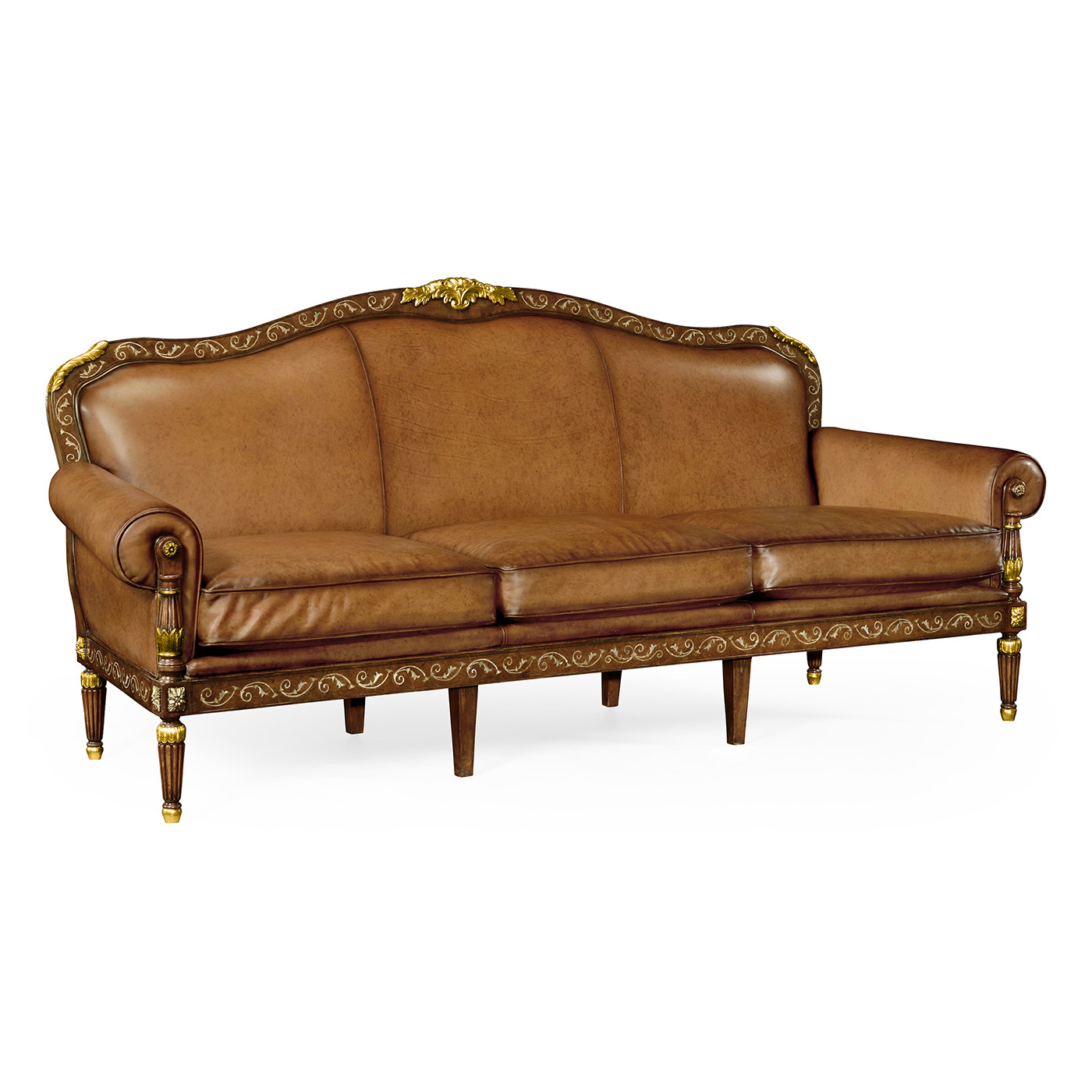 Burl & Mother of Pearl Inlaid Three-Seater Sofa