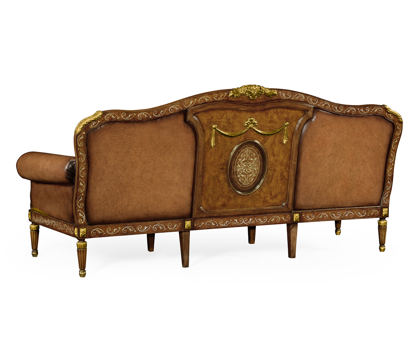 Burl & Mother of Pearl Inlaid Three-Seater Sofa