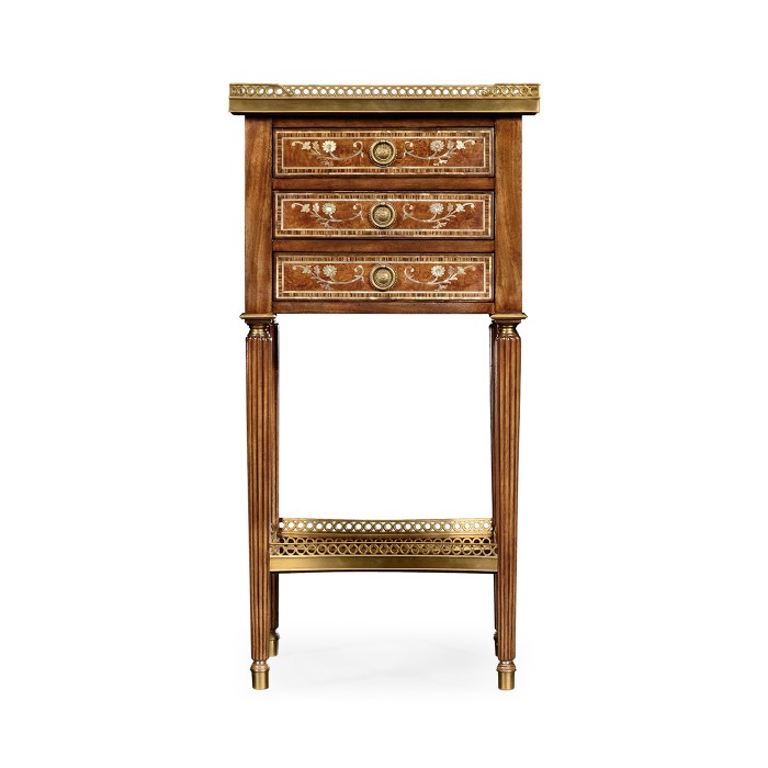 Burl and mother of pearl inlaid lamp table