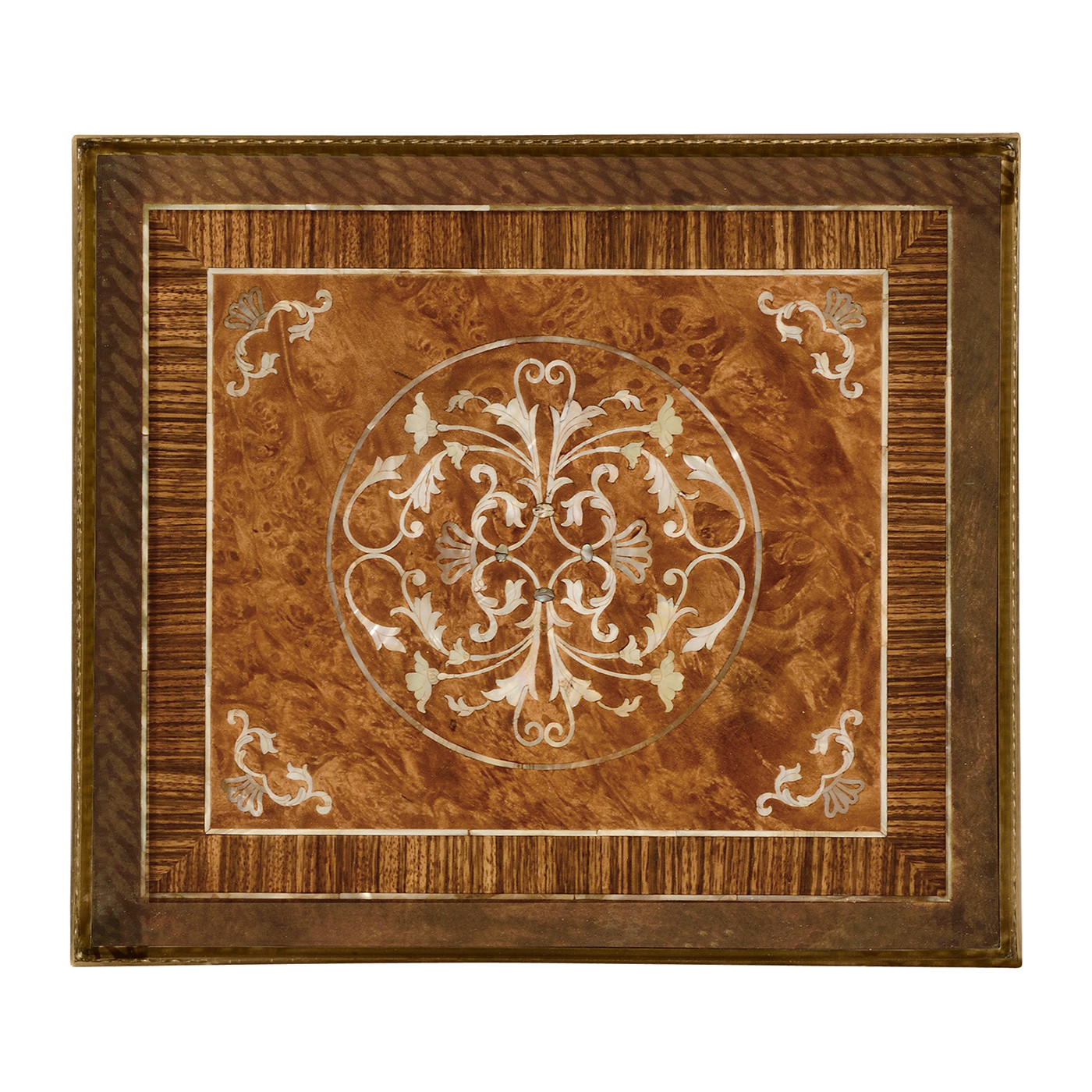 Burl and mother of pearl inlaid lamp table