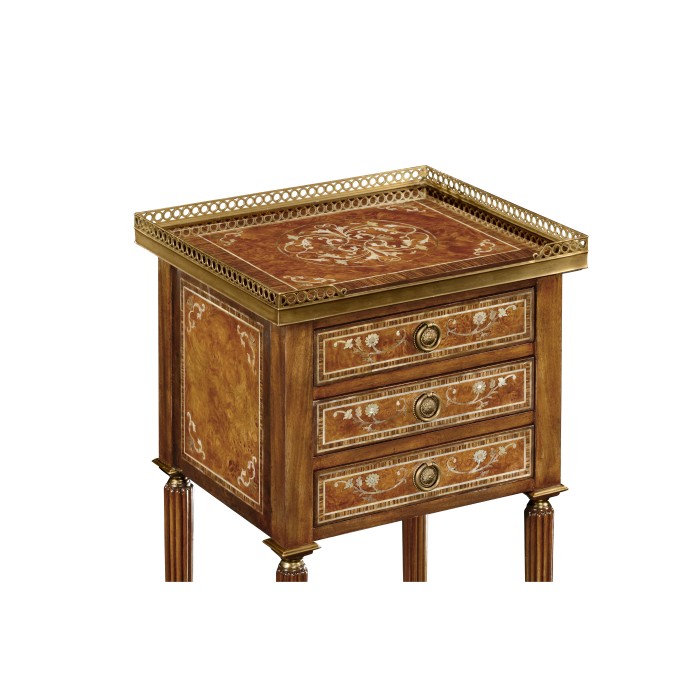 Burl and mother of pearl inlaid lamp table