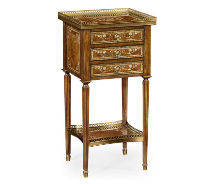 Burl and mother of pearl inlaid lamp table