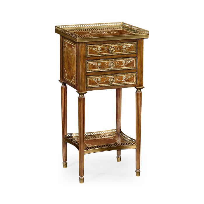 Burl and mother of pearl inlaid lamp table