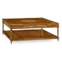 Burl and mother of pearl inlaid square coffee table