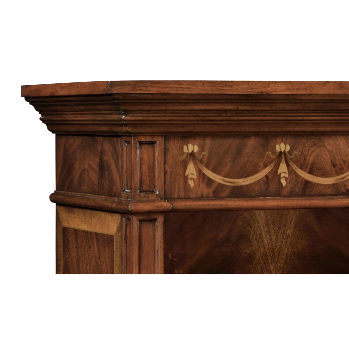 Tall Mahogany & Mother of Pearl Bookcase on Chest