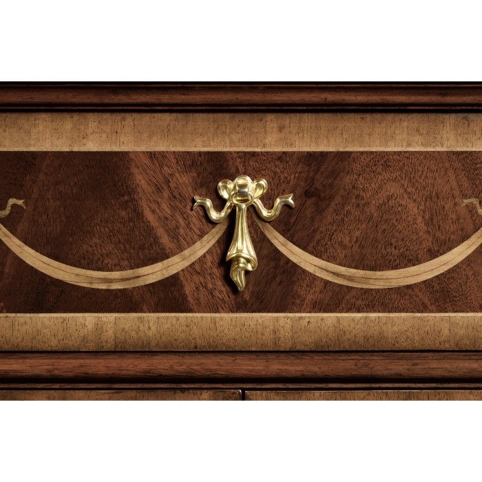 Tall Mahogany & Mother of Pearl Bookcase on Chest