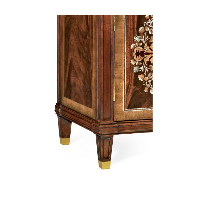 Tall Mahogany & Mother of Pearl Bookcase on Chest