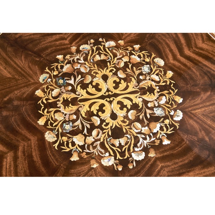 Mahogany lamp table with mother of pearl & marquetry