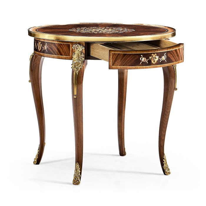 Mahogany lamp table with mother of pearl & marquetry