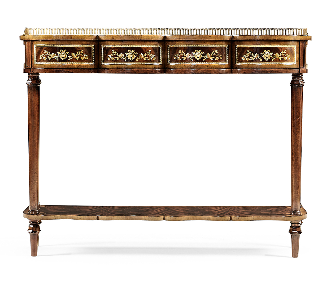 Mahogany console table with mother of pearl & marquetry