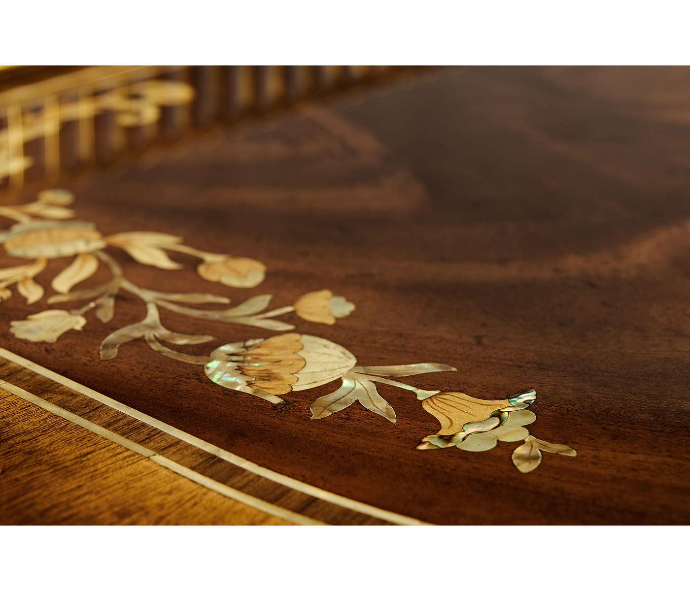 Mahogany console table with mother of pearl & marquetry