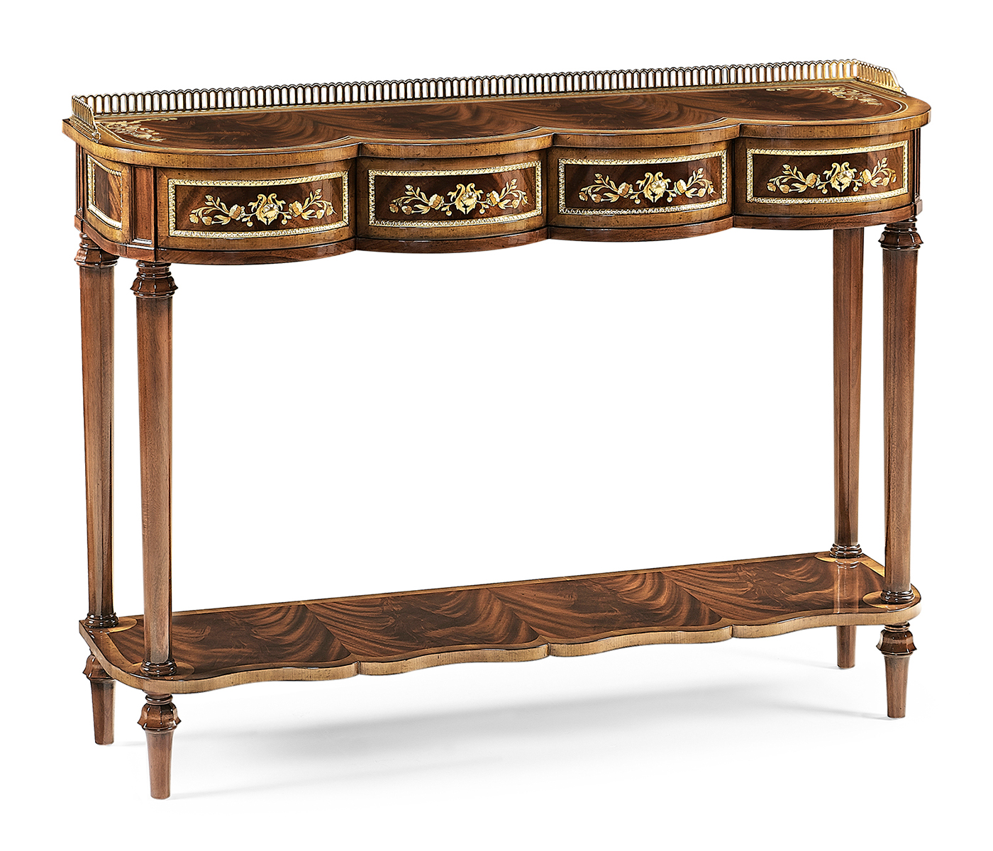 Mahogany console table with mother of pearl & marquetry