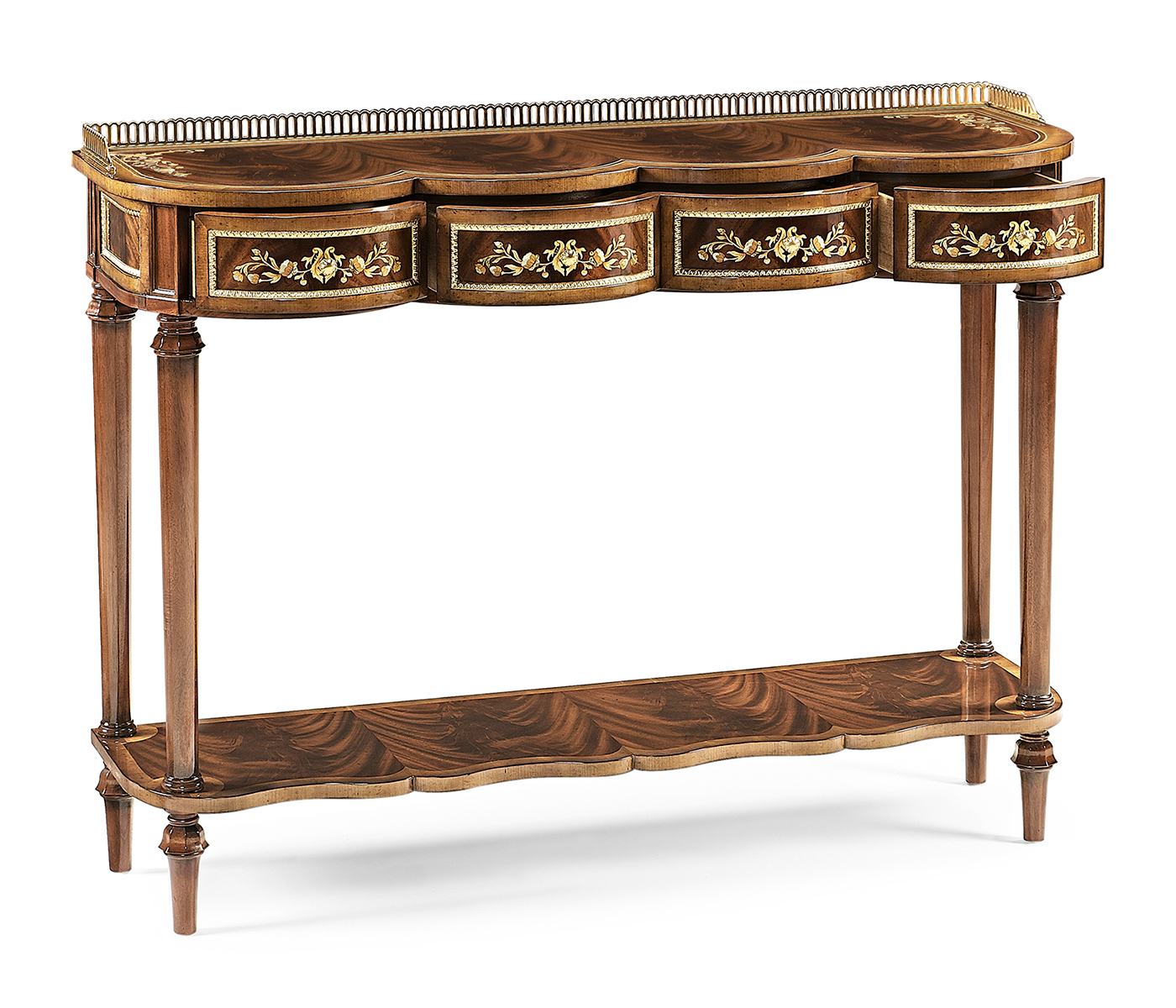 Mahogany console table with mother of pearl & marquetry