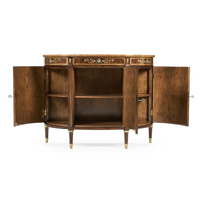 Mahogany & Mother of Pearl Demilune Cabinet