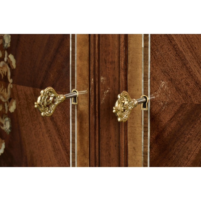 Mahogany & Mother of Pearl Demilune Cabinet