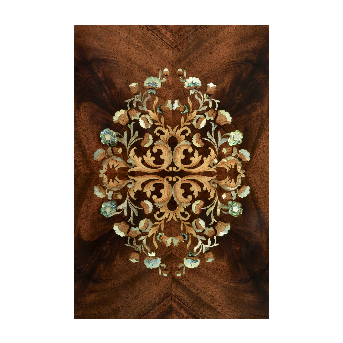 Mahogany & Mother of Pearl Demilune Cabinet