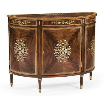 Mahogany & Mother of Pearl Demilune Cabinet