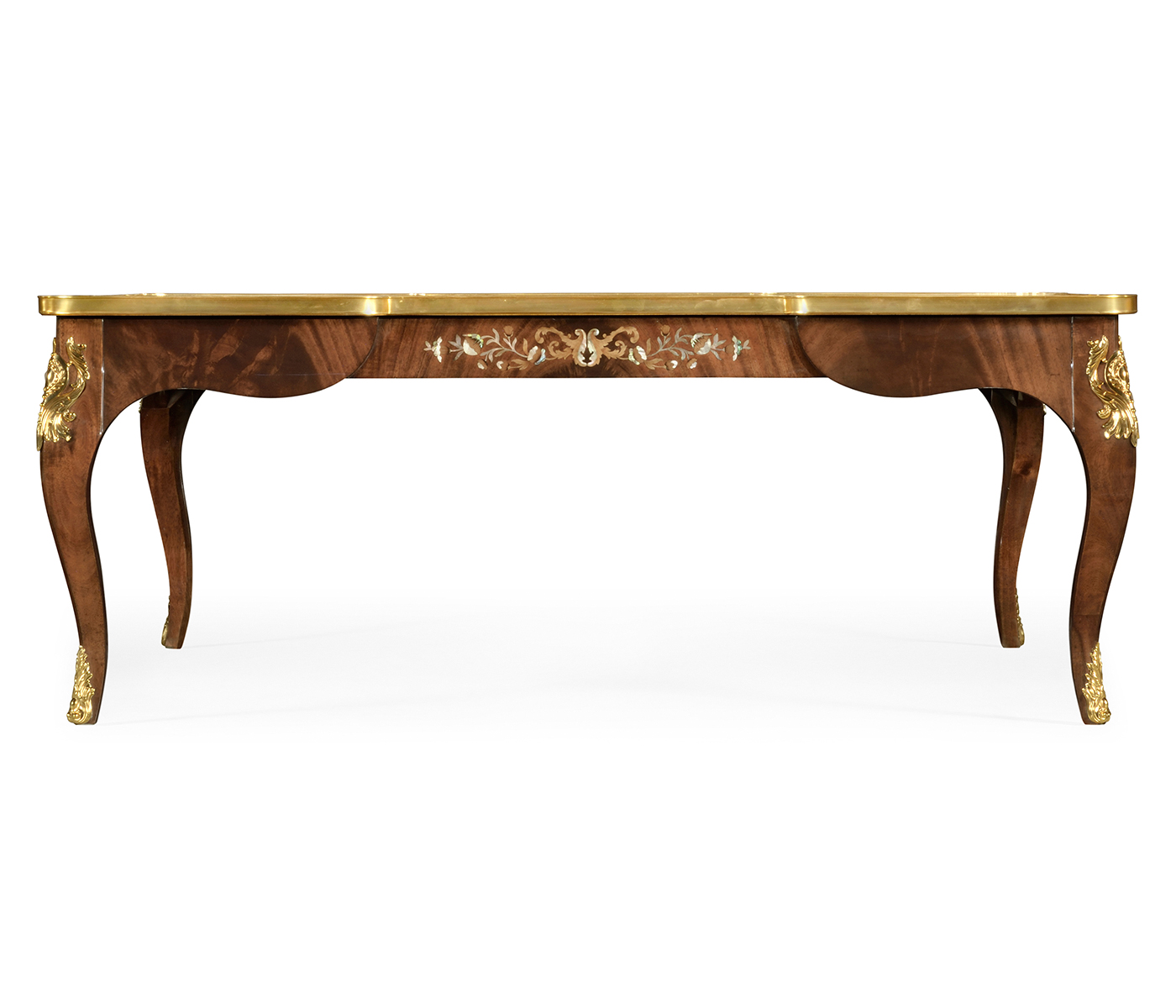 Mahogany Square Coffee Table with Brass Details