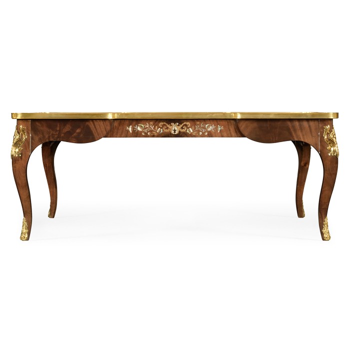 Mahogany Square Coffee Table with Brass Details