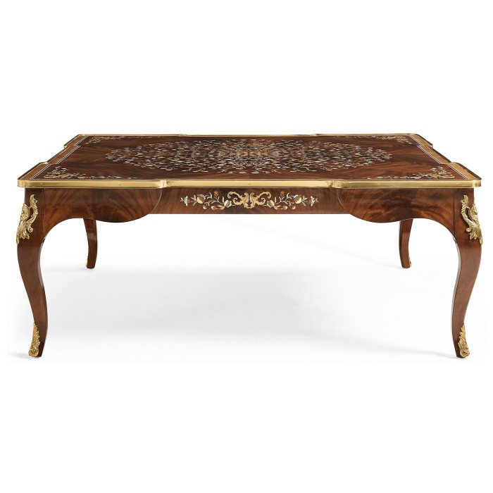 Mahogany Square Coffee Table with Brass Details