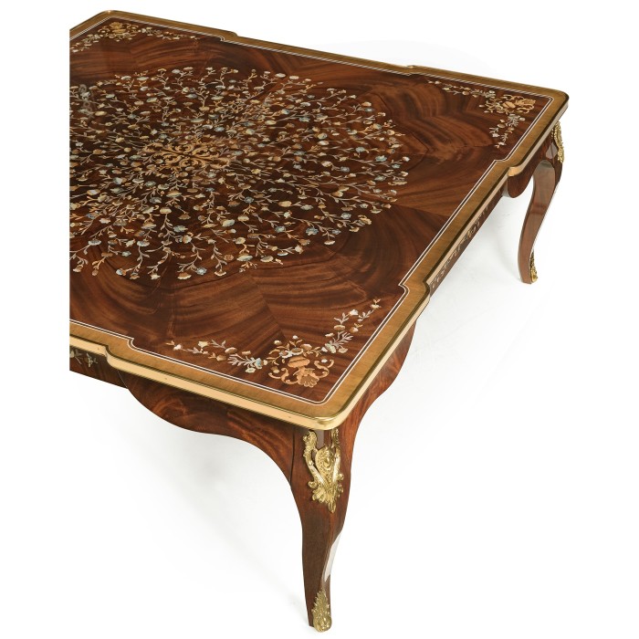 Mahogany Square Coffee Table with Brass Details