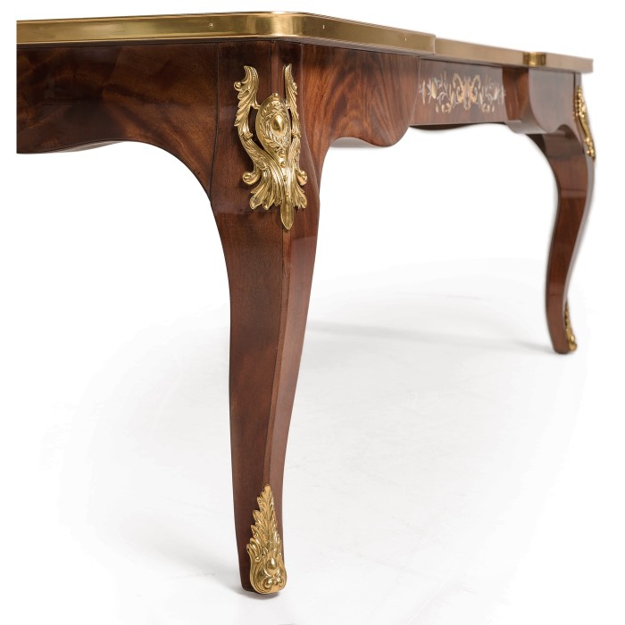 Mahogany Square Coffee Table with Brass Details