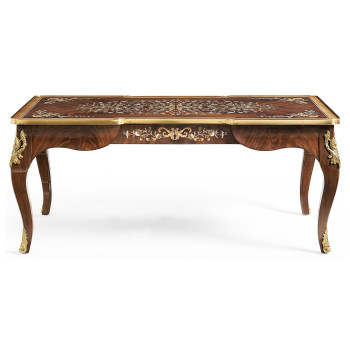 Mahogany Rectangular Coffee Table with Brass Details
