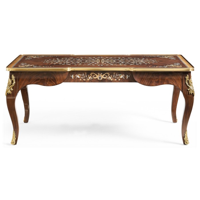 Mahogany Rectangular Coffee Table with Brass Details