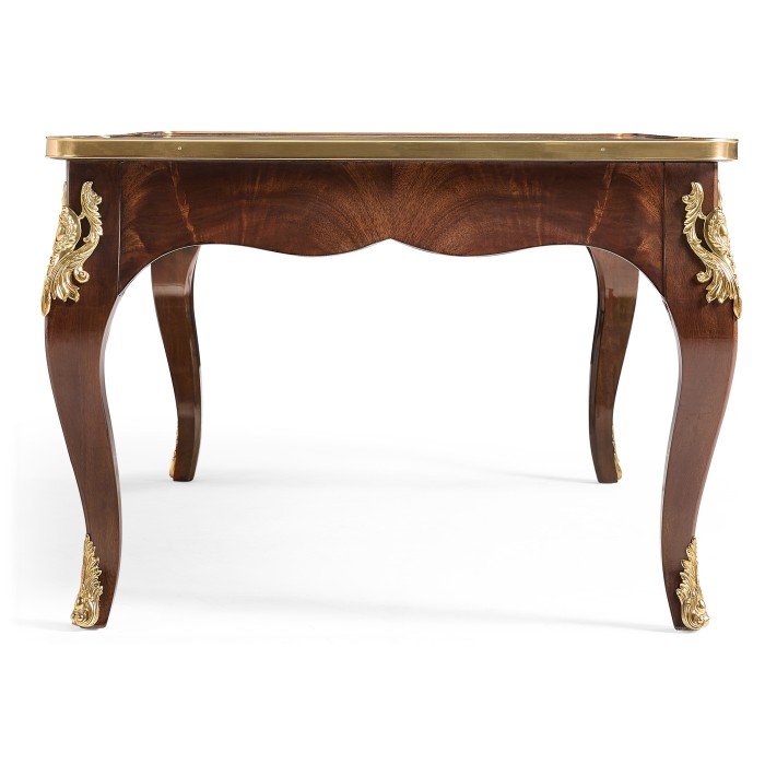 Mahogany Rectangular Coffee Table with Brass Details