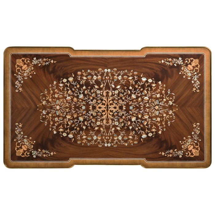 Mahogany Rectangular Coffee Table with Brass Details