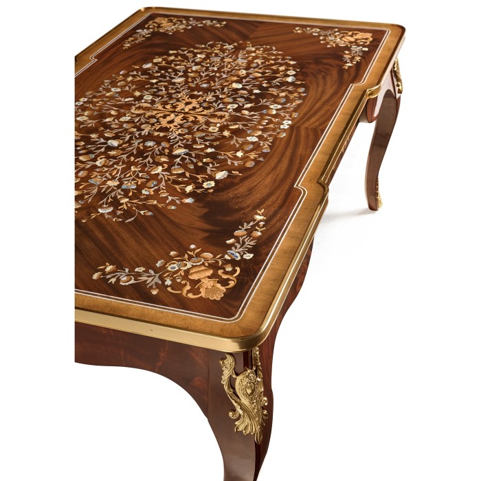Mahogany Rectangular Coffee Table with Brass Details