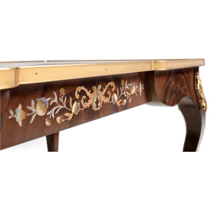 Mahogany Rectangular Coffee Table with Brass Details