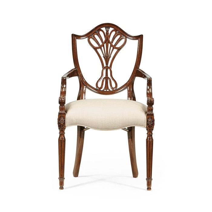 Sheraton Dining Arm Chair with Shield Back in Mahogany High Gloss