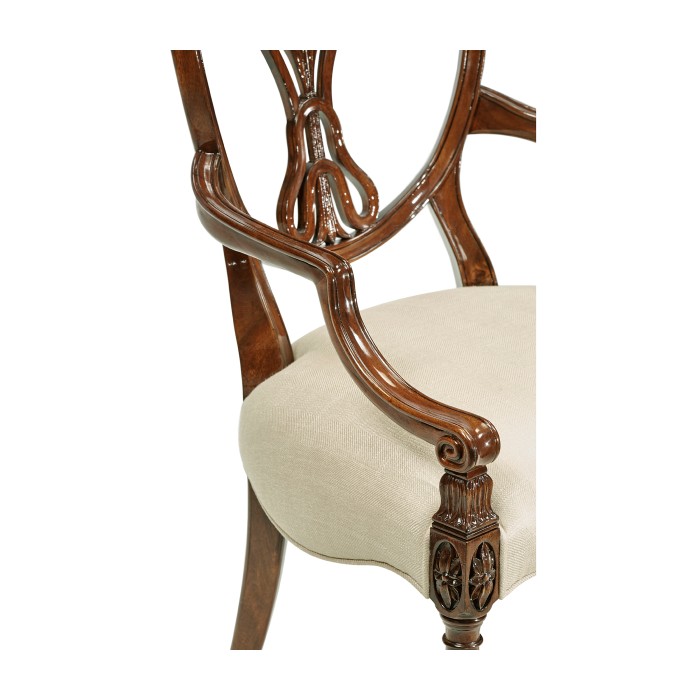 Sheraton Dining Arm Chair with Shield Back in Mahogany High Gloss
