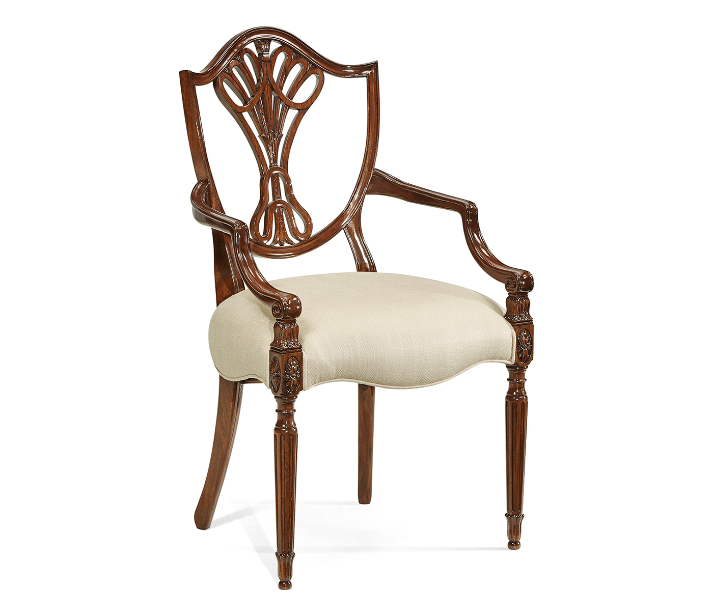 Sheraton Dining Arm Chair with Shield Back in Mahogany High Gloss