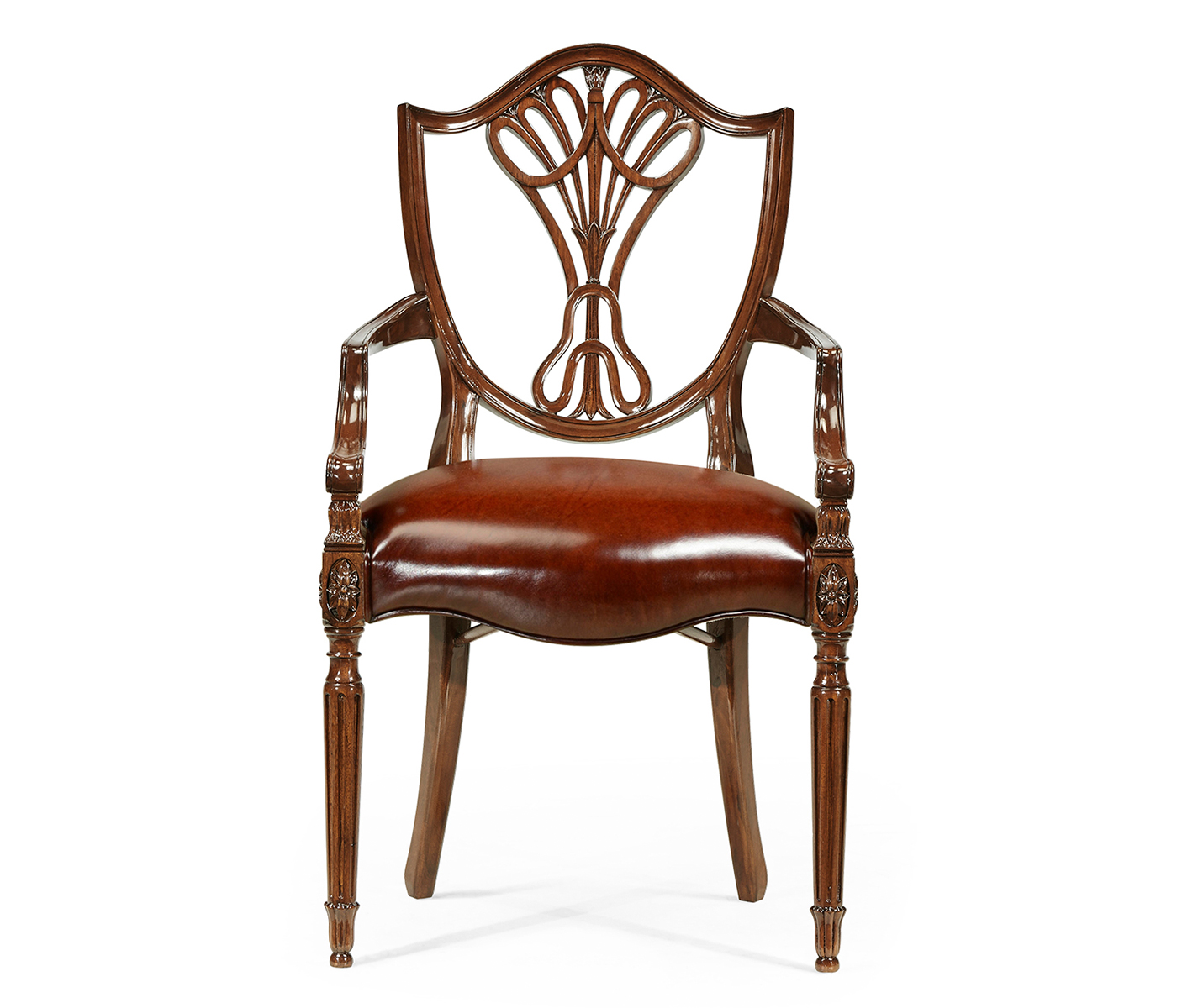 Sheraton Dining Arm Chair with Shield Back in Mahogany High Gloss