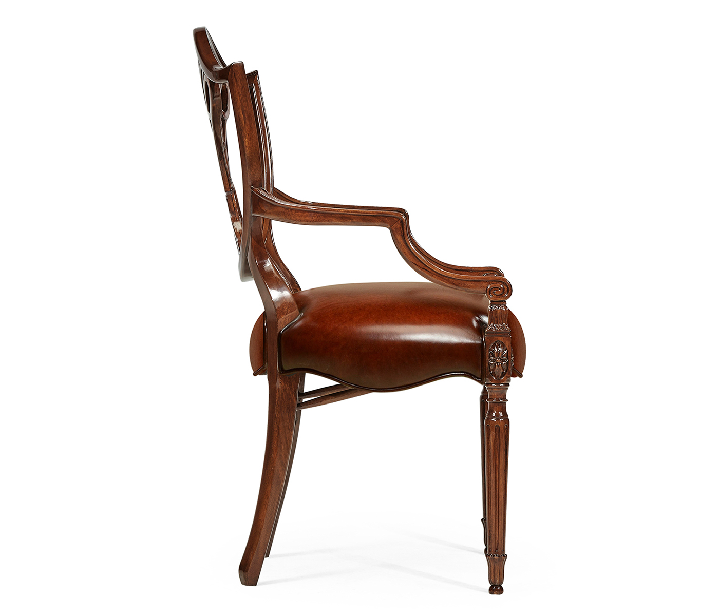 Sheraton Dining Arm Chair with Shield Back in Mahogany High Gloss