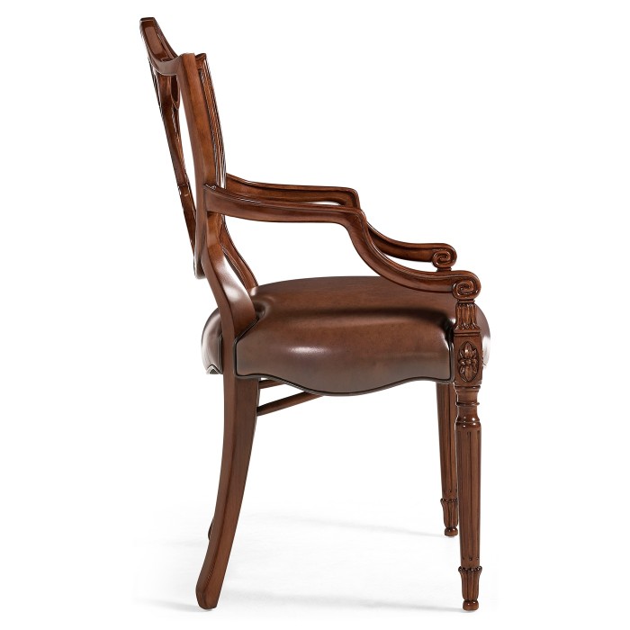 Sheraton Dining Arm Chair with Shield Back in Mahogany High Gloss