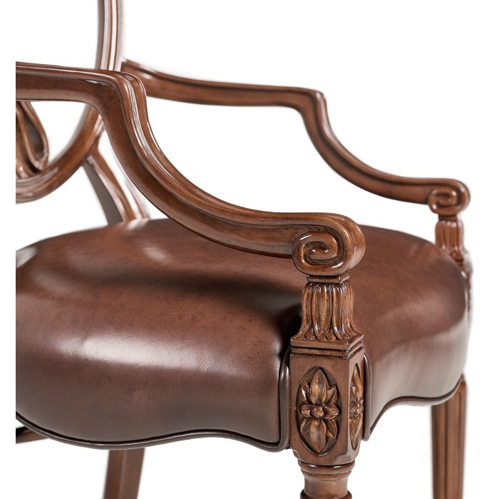 Sheraton Dining Arm Chair with Shield Back in Mahogany High Gloss