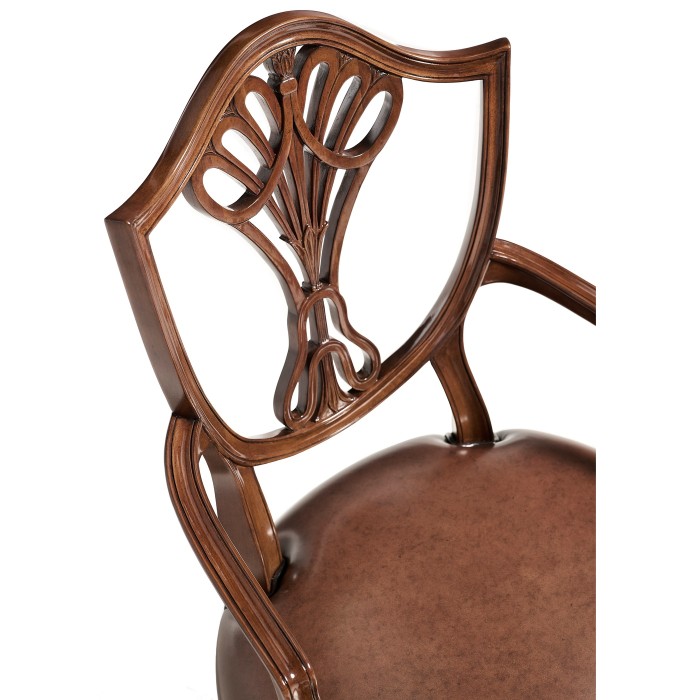 Sheraton Dining Arm Chair with Shield Back in Mahogany High Gloss
