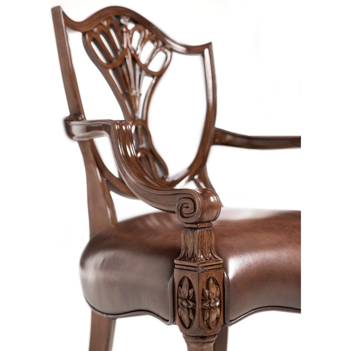 Sheraton Dining Arm Chair with Shield Back in Mahogany High Gloss