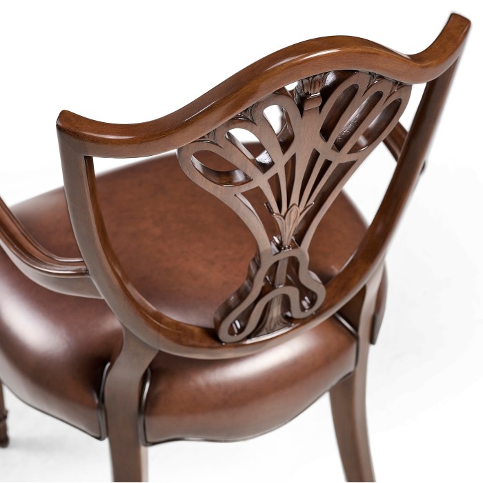 Sheraton Dining Arm Chair with Shield Back in Mahogany High Gloss