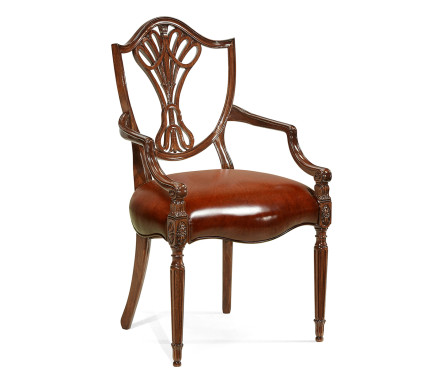 Sheraton Dining Arm Chair with Shield Back in Mahogany High Gloss