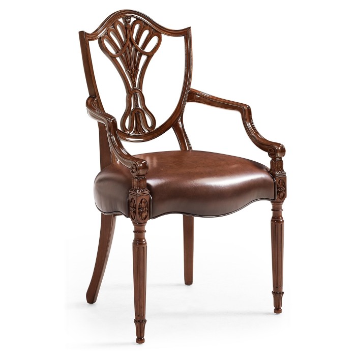Sheraton Dining Arm Chair with Shield Back in Mahogany High Gloss